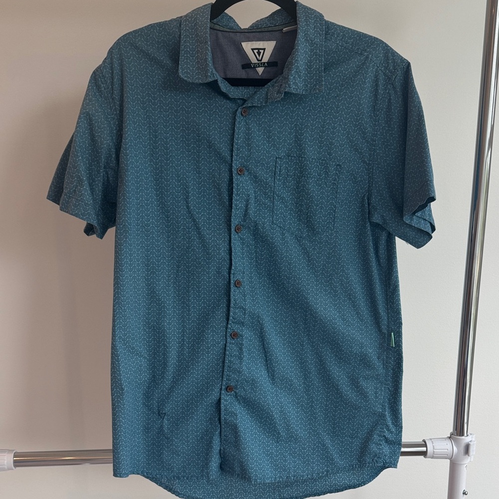 VISSLA blue Patterned Casual Button Down Shirt